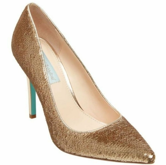 Betsey Johnson Lani Gold Sequin Pumps - Picture 4 of 6